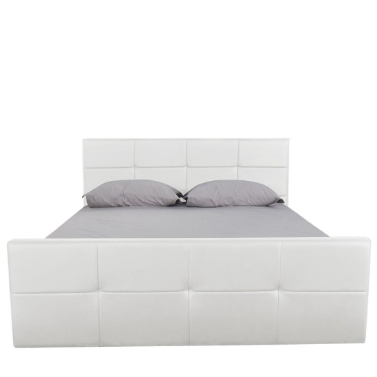 Κρεβάτι ArteLibre ANEMONE Λευκό PU Με Αποθηκευτικό Χώρο 217x170x100cm (Στρώμα 160x200cm) - ART-14320004