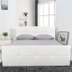 Κρεβάτι ArteLibre ANEMONE Λευκό PU Με Αποθηκευτικό Χώρο 217x170x100cm (Στρώμα 160x200cm) - ART-14320004
