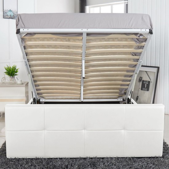 Κρεβάτι  ANEMONE Λευκό PU Με Αποθηκευτικό Χώρο 217.5x170.5x100cm (Στρώμα 160x200cm)