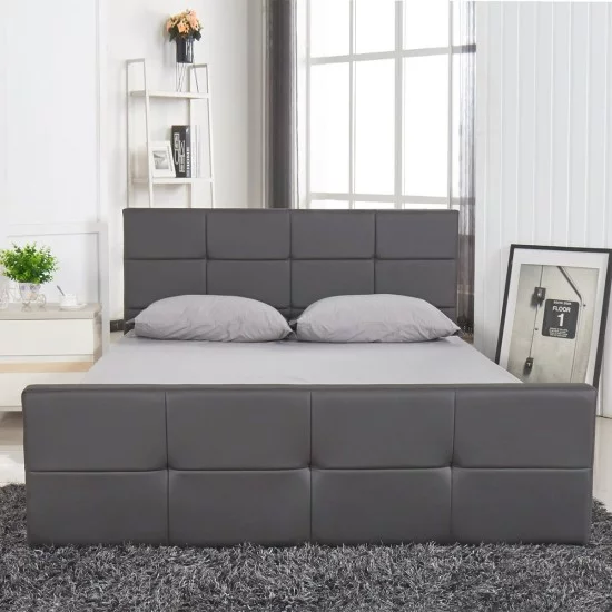 Κρεβάτι  ANEMONE Γκρι PU 216x160.5x93cm (Στρώμα 150x200cm)