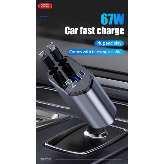 XO CC62 Smart Μεταλλικός 4 σε 1 Retractable Φορτιστής Αυτοκινήτου XO CC62 Smart Μεταλλικός 4 σε 1 Retractable Φορτιστής Αυτοκινήτου