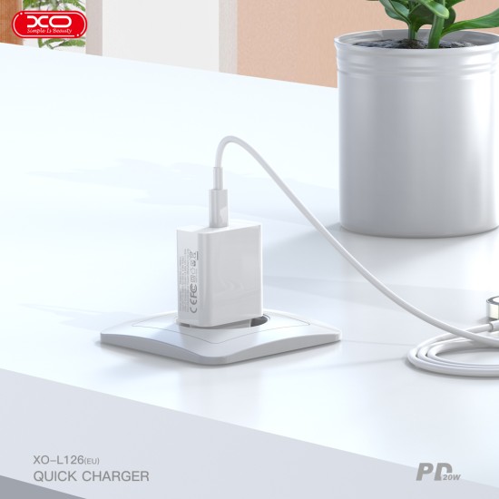 XO L126 USB-C PD20W Fast Charging Charger with Type-C cable(NB-Q190A) XO L126 USB-C PD20W Fast Charging Charger with Type-C cable(NB-Q190A)
