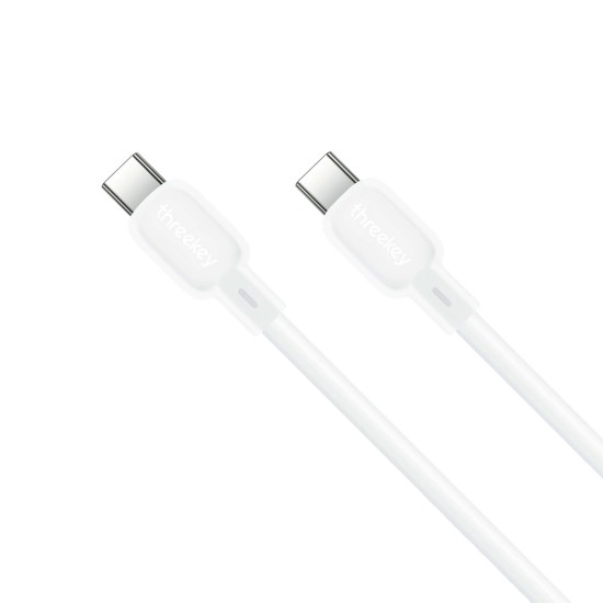 ThreeKey TK-NB09 Καλώδια Σιλικόνης Type-C σε Type-C 60W Λευκό ThreeKey TK-NB09 Καλώδια Σιλικόνης Type-C σε Type-C 60W Λευκό