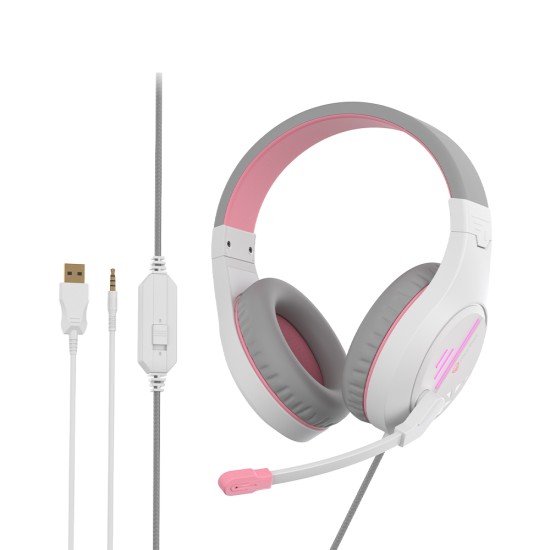 Meetion MT-HP021 Gaming Ακουστικά Άσπρο + Ρόζ Meetion MT-HP021 Gaming Ακουστικά Άσπρο + Ρόζ