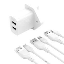 XO L109 (UK) Dual USB-A 2.4A Charger with Micro cable XO L109 (UK) Dual USB-A 2.4A Charger with Micro cable