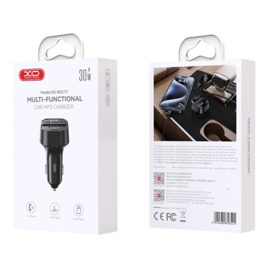 XO BCC17 Smart Bluetooth MP3 A+C Dual Port PD30W Φορτιστής Αυτοκινήτου XO BCC17 Smart Bluetooth MP3 A+C Dual Port PD30W Φορτιστής Αυτοκινήτου