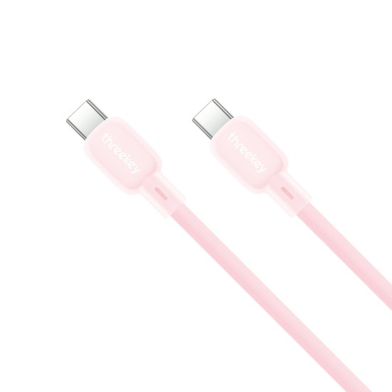 ThreeKey TK-NB09 Καλώδια Σιλικόνης Type-C σε Type-C 60W Ροζ ThreeKey TK-NB09 Καλώδια Σιλικόνης Type-C σε Type-C 60W Ροζ