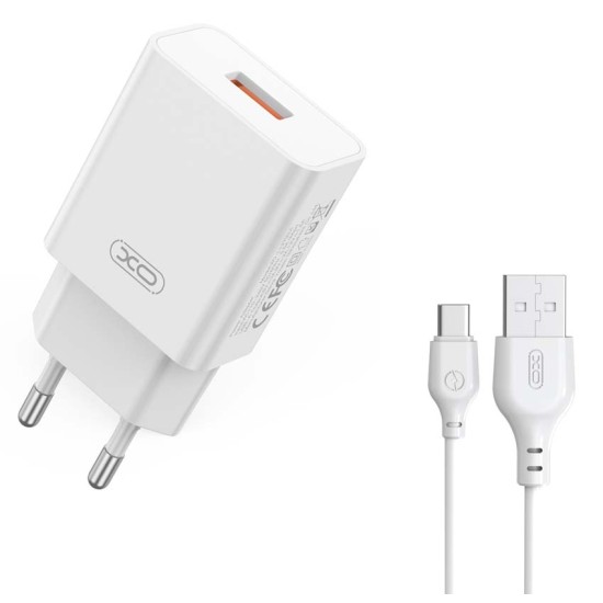 XO L127 USB-A QC18W Φορτιστής Γρήγορης Φόρτισης με Type-C Καλώδιο XO L127 USB-A QC18W Φορτιστής Γρήγορης Φόρτισης με Type-C Καλώδιο