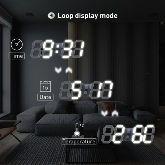 EDUP EH-LED1319 3D LED Wall Clock 9.5 Remote Control Digital Nightlight EDUP EH-LED1319 3D LED Wall Clock 9.5 Remote Control Digital Nightlight