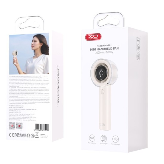 XO MF81 Ρυθμιζόμενος Ανεμιστήρας Χειρός 13.000 RPM 3000 mAh XO MF81 Ρυθμιζόμενος Ανεμιστήρας Χειρός 13.000 RPM 3000 mAh