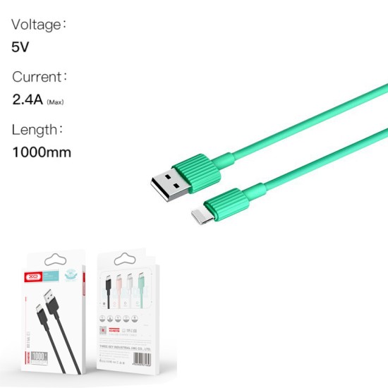 XO NB156 USB Καλώδιο Φόρτισης για Lightning Πράσινο