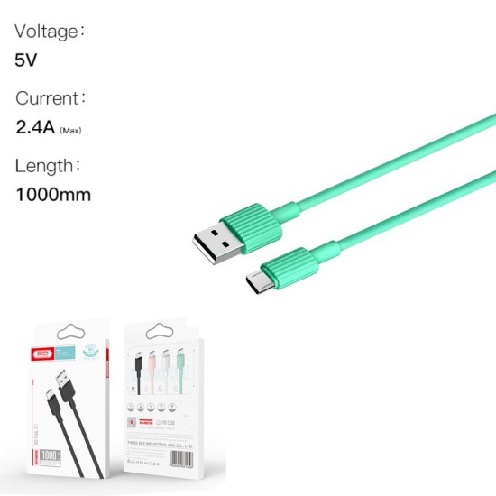 XO NB156 USB Καλώδιο Φόρτισης για Micro Πράσινο