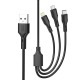 XO NB230 Καλώδιο Φόρτισης + Data 3 σε 1 2.4A Μαύρο XO NB230 Καλώδιο Φόρτισης + Data 3 σε 1 2.4A Μαύρο