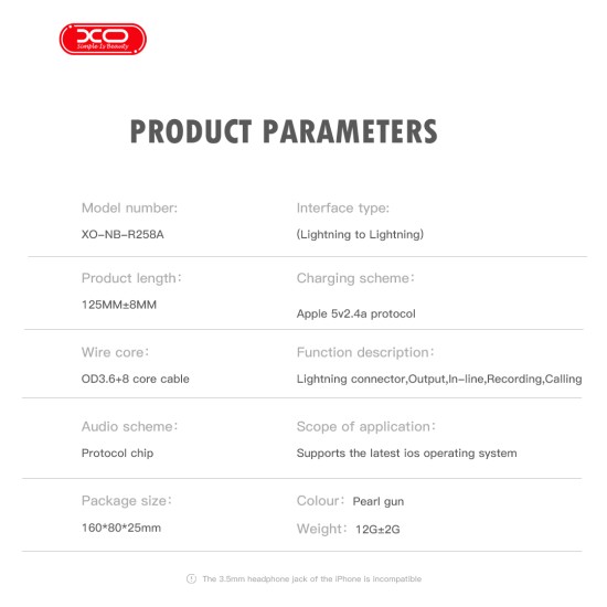 XO NB-R258A Αντάπτορας Lightning σε Lighting XO NB-R258A Αντάπτορας Lightning σε Lighting