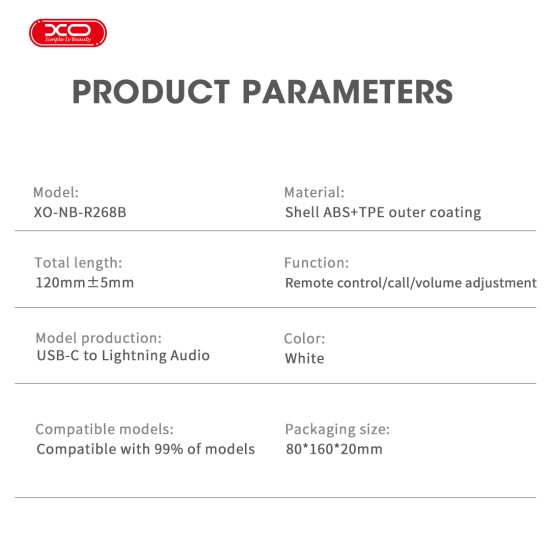 XO NB-R268B Καλώδιο Ήχου Type-c σε Lightning XO NB-R268B Καλώδιο Ήχου Type-c σε Lightning