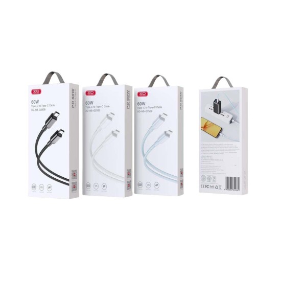XO NB-Q250B Καλώδιο Φόρτισης + Data PD 60W Type-C to Type-C PVC 1m Λευκό XO NB-Q250B Καλώδιο Φόρτισης + Data PD 60W Type-C to Type-C PVC 1m Λευκό