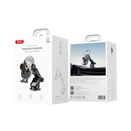 XO WX038 Διαφανής Βάση Ασύρματης Φόρτισης Αυτοκινήτου 2 σε 1 - Αεραγωγού & με Βεντούζα 15W