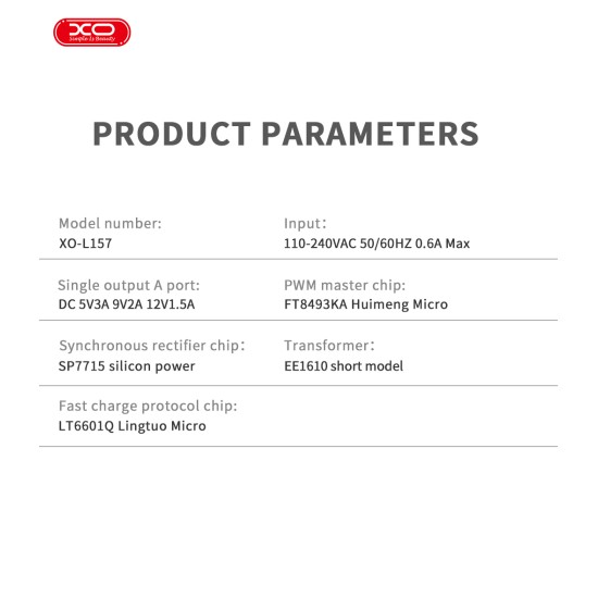 XO L157(EU) QC3.0 18W Φορτιστής Μπλε XO L157(EU) QC3.0 18W Φορτιστής Μπλε