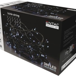 Entac Χριστουγεννιάτικα Λαμπάκια IP44 360 LED Βροχή Ψυχρό 8m