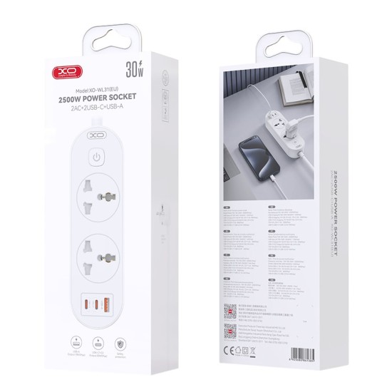 XO WL31 (EU) 30W 2AC + 1USB-A + 2USB-C με Διακόπτη XO WL31 (EU) 30W 2AC + 1USB-A + 2USB-C με Διακόπτη