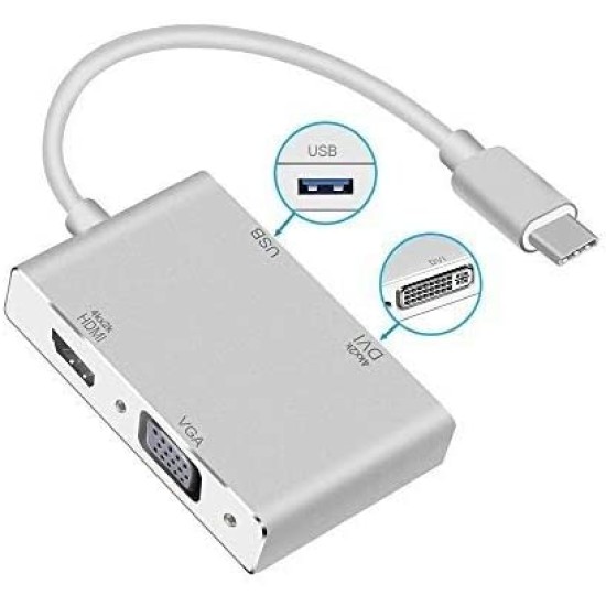 Μετατροπέας 4in1 Type-C σε HDMI VGA DVI USB3.0