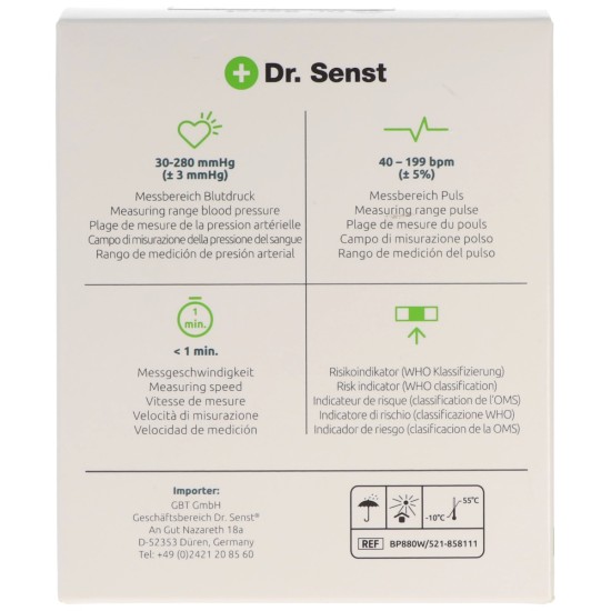Dr. Senst BP880W Ψηφιακό Πιεσόμετρο Καρπού με ανίχνευση Αρρυθμίας Dr. Senst BP880W Ψηφιακό Πιεσόμετρο Καρπού με ανίχνευση Αρρυθμίας