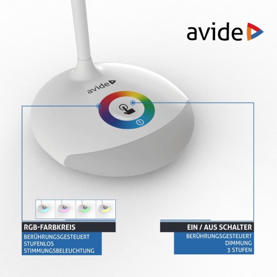 Avide LED Φωτιστικό Γραφείου RGB Άσπρο 4W