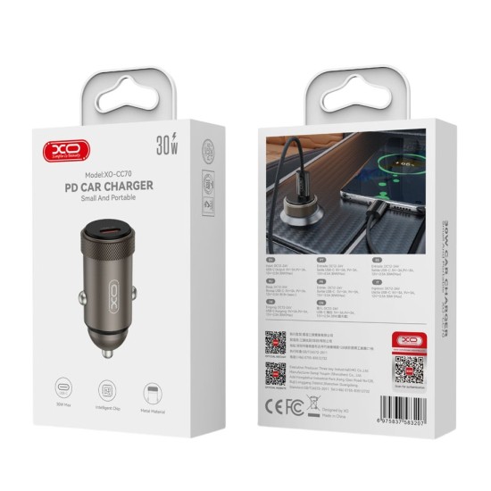 XO CC70 Μίνι Φορτιστής Αυτοκινήτου Μονός PD30W XO CC70 Μίνι Φορτιστής Αυτοκινήτου Μονός PD30W