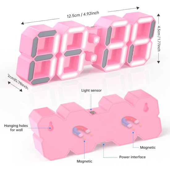 EDUP EH-LEDNI-B-1 Ρολόι τοίχου 3D LED 5,2 Μίνι Ροζ EDUP EH-LEDNI-B-1 Ρολόι τοίχου 3D LED 5,2" Μίνι Ροζ