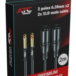 2 poles 6.35mmx2 - 2x XLR male cable 2 poles 6.35mmx2 - 2x XLR male cable