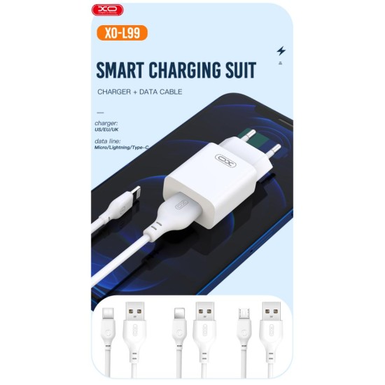 XO L99 2.4A Φορτιστής με Lightning Καλώδιο (NB103)