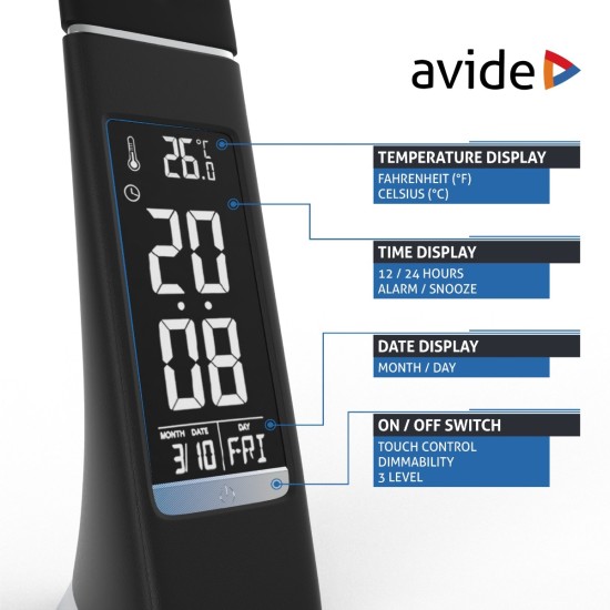 Avide Φωτιστικό Γραφείου LED δερμάτινο με ημερολόγιο 6W Μαύρο Avide Φωτιστικό Γραφείου LED δερμάτινο με ημερολόγιο 6W Μαύρο