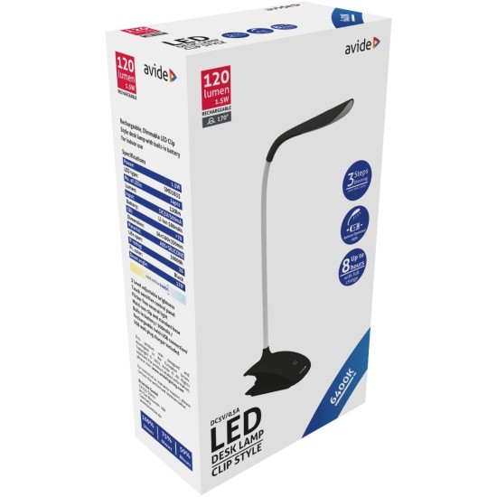 Avide LED Φωτιστικό Γραφείου με Μανταλάκι Μαύρο 1.5W Avide LED Φωτιστικό Γραφείου με Μανταλάκι Μαύρο 1.5W