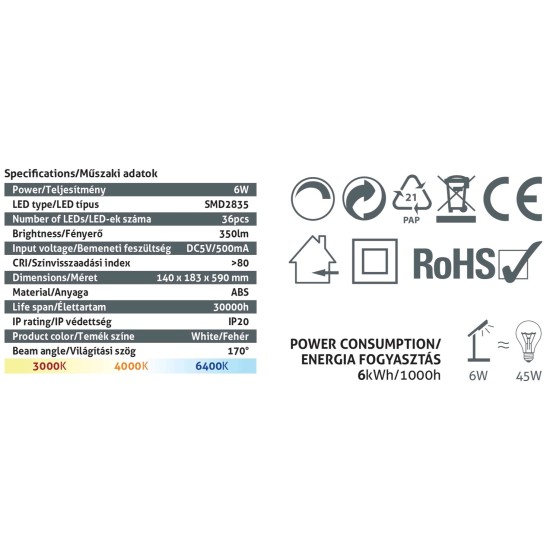 Avide Φωτιστικό Γραφείου LED δερμάτινο με ημερολόγιο 6W Λευκό Avide Φωτιστικό Γραφείου LED δερμάτινο με ημερολόγιο 6W Λευκό