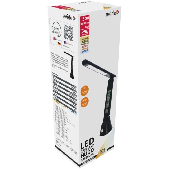 Avide LED Φωτιστικό Γραφείου Δερμάτινο Hugo Μαύρο 6W με Ημερολόγιο Avide LED Φωτιστικό Γραφείου Δερμάτινο Hugo Μαύρο 6W με Ημερολόγιο