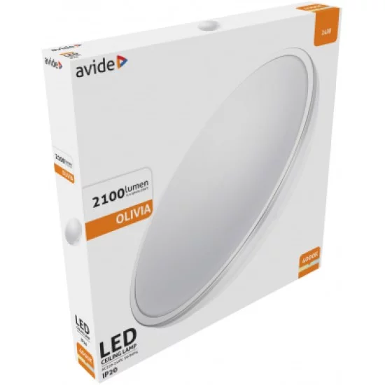 Avide LED Μοντέρνα Πλαφονιέρα Οροφής Olivia Silver 24W 380*50mm NW 4000K Avide LED Μοντέρνα Πλαφονιέρα Οροφής Olivia Silver 24W 380*50mm NW 4000K