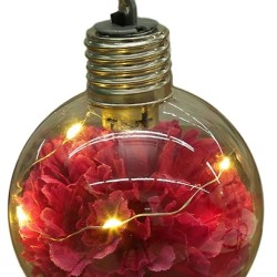 Artezan Χριστουγεννιάτικη Μπάλα Λουλούδι Mini LED 8cm Βαθύ Κόκκινο 1τμχ/κουτί με Μπαταρία (Lr44/V13)