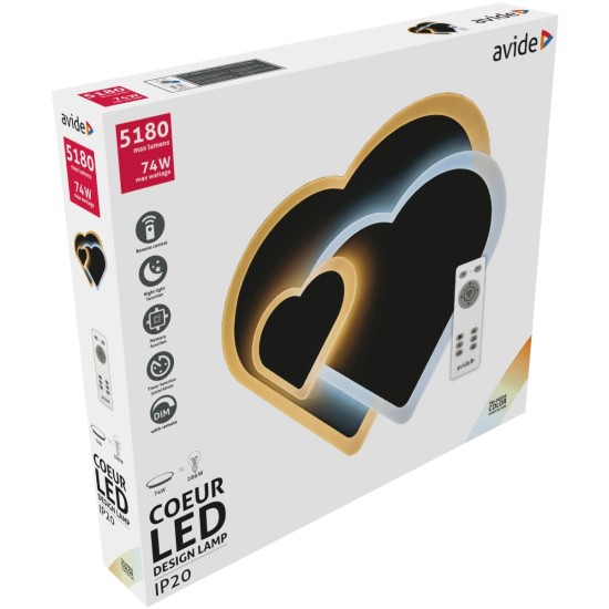 Avide Μοντέρνα Πλαφονιέρα Οροφής LED Coeur 74W Avide Μοντέρνα Πλαφονιέρα Οροφής LED Coeur 74W