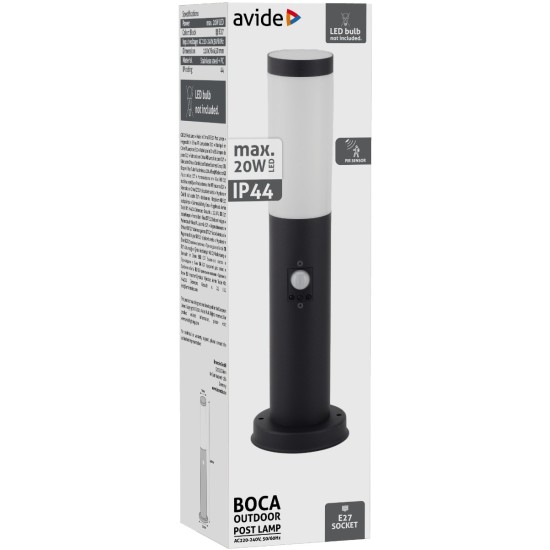 Avide Εξωτερικό Φωτιστικό Κήπου Boca 1xE27 450mm IP44 Μαύρο Φωτοκύτταρο Avide Εξωτερικό Φωτιστικό Κήπου Boca 1xE27 450mm IP44 Μαύρο Φωτοκύτταρο