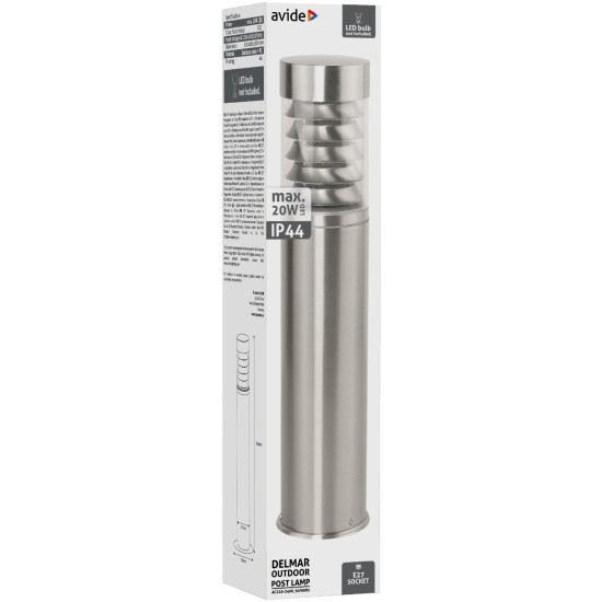 Avide Εξωτερικό Φωτιστικό Κήπου Delmar 1xE27 500mm IP44 Σατέν Νίκελ Avide Εξωτερικό Φωτιστικό Κήπου Delmar 1xE27 500mm IP44 Σατέν Νίκελ
