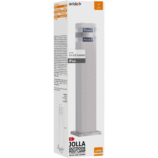 Avide Εξωτερικό Φωτιστικό Κήπου Jolla LED 2W Λευκό 500mm IP44 Σατέν Νίκελ Avide Εξωτερικό Φωτιστικό Κήπου Jolla LED 2W Λευκό 500mm IP44 Σατέν Νίκελ