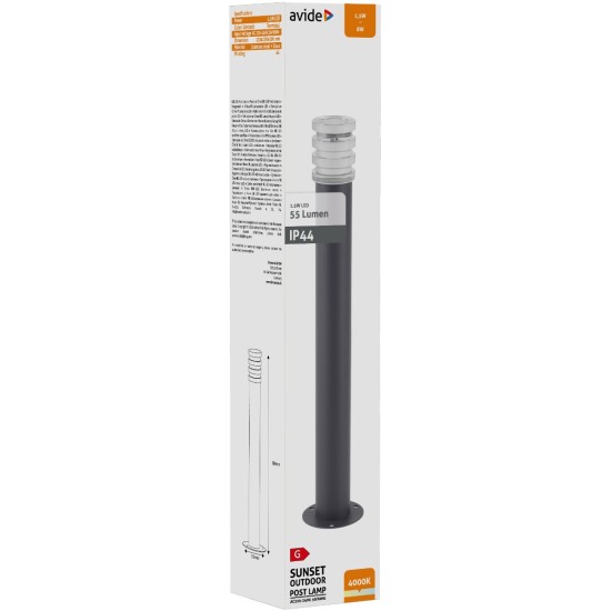 Avide Εξωτερικό Φωτιστικό Κήπου Sunset LED 1.5W Λευκό 500mm IP44 Ανθρακί Avide Εξωτερικό Φωτιστικό Κήπου Sunset LED 1.5W Λευκό 500mm IP44 Ανθρακί