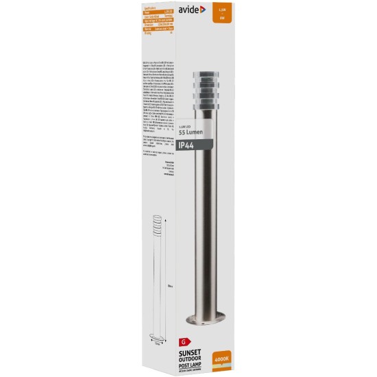 Avide Εξωτερικό Φωτιστικό Κήπου Sunset LED 1.5W NW 500mm IP44 Σατέν Νίκελ Avide Εξωτερικό Φωτιστικό Κήπου Sunset LED 1.5W NW 500mm IP44 Σατέν Νίκελ