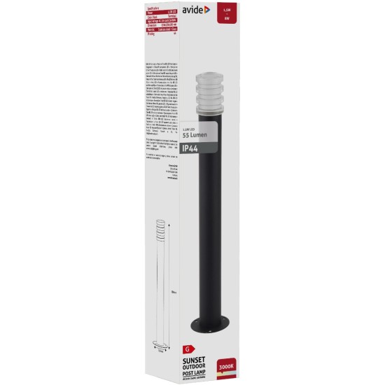Avide Εξωτερικό Φωτιστικό Κήπου Sunset LED 1.5W Θερμό 500mm IP44 Μαύρο Avide Εξωτερικό Φωτιστικό Κήπου Sunset LED 1.5W Θερμό 500mm IP44 Μαύρο