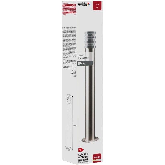 Avide Εξωτερικό Φωτιστικό Κήπου Sunset LED 1.5W Θερμό 500mm IP44 Σατέν Νίκελ Avide Εξωτερικό Φωτιστικό Κήπου Sunset LED 1.5W Θερμό 500mm IP44 Σατέν Νίκελ