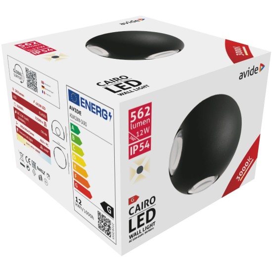 Avide Εξωτερικό Φωτιστικό Τοίχου Cairo 4 Way LED 12W Θερμό 3000K IP54 Avide Εξωτερικό Φωτιστικό Τοίχου Cairo 4 Way LED 12W Θερμό 3000K IP54
