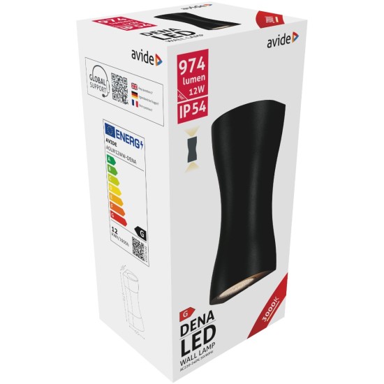 Avide Εξωτερικό Φωτιστικό Τοίχου Dena LED 12W Θερμό 3000K IP54 Avide Εξωτερικό Φωτιστικό Τοίχου Dena LED 12W Θερμό 3000K IP54