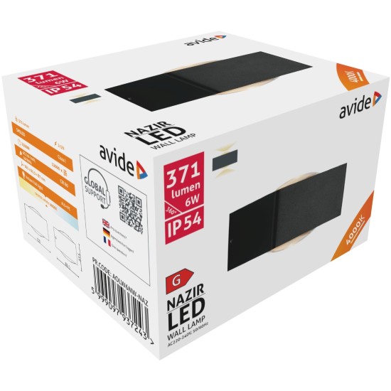 Avide Εξωτερικό Φωτιστικό Τοίχου Nazir LED 6W Λευκό 4000K IP54 Avide Εξωτερικό Φωτιστικό Τοίχου Nazir LED 6W Λευκό 4000K IP54