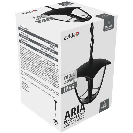 Avide Εξωτερικό Φωτιστικό Οροφής Aria 105cm 1xE27 IP44 Μαύρο Avide Εξωτερικό Φωτιστικό Οροφής Aria 105cm 1xE27 IP44 Μαύρο