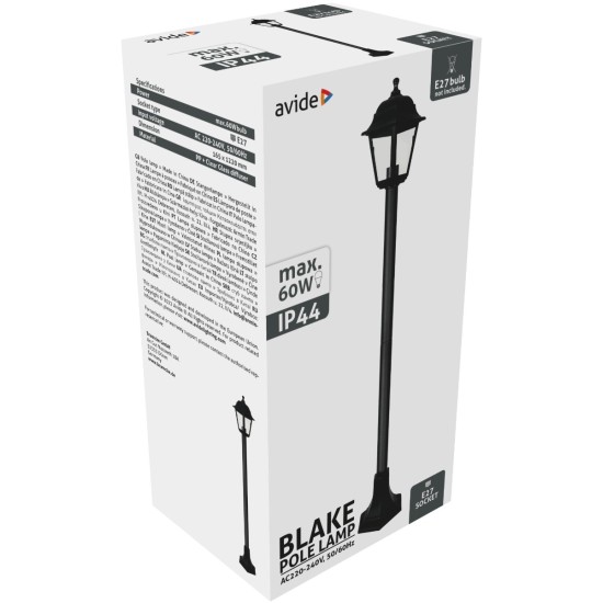 Avide Εξωτερικό Φωτιστικό Κολώνα Blake 1xE27 120cm IP44 Μαύρο Avide Εξωτερικό Φωτιστικό Κολώνα Blake 1xE27 120cm IP44 Μαύρο